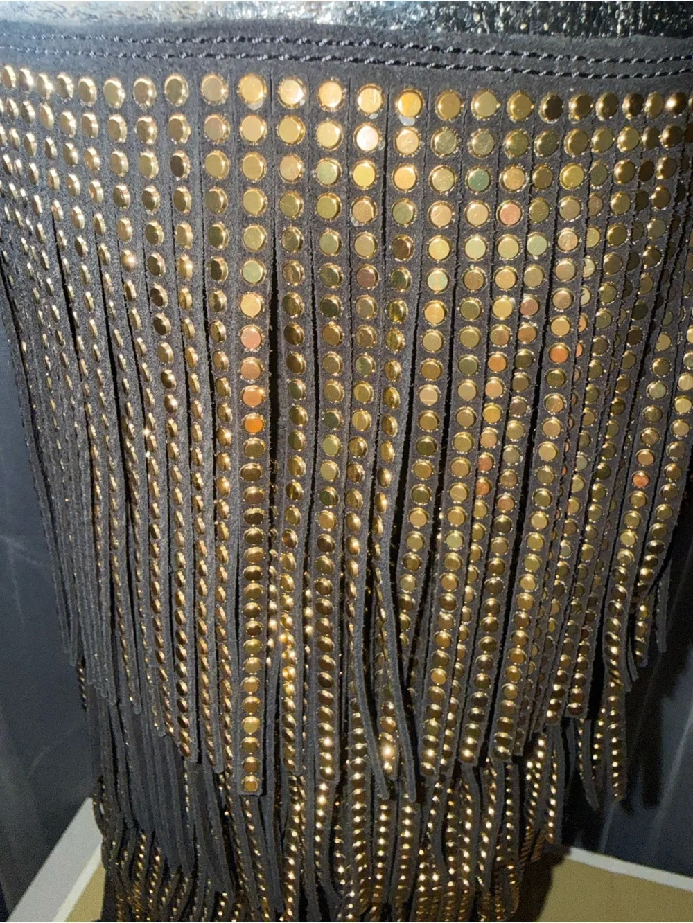 Michael kors Jayla Black Suede Fringe Knee Boot with Gold Studs